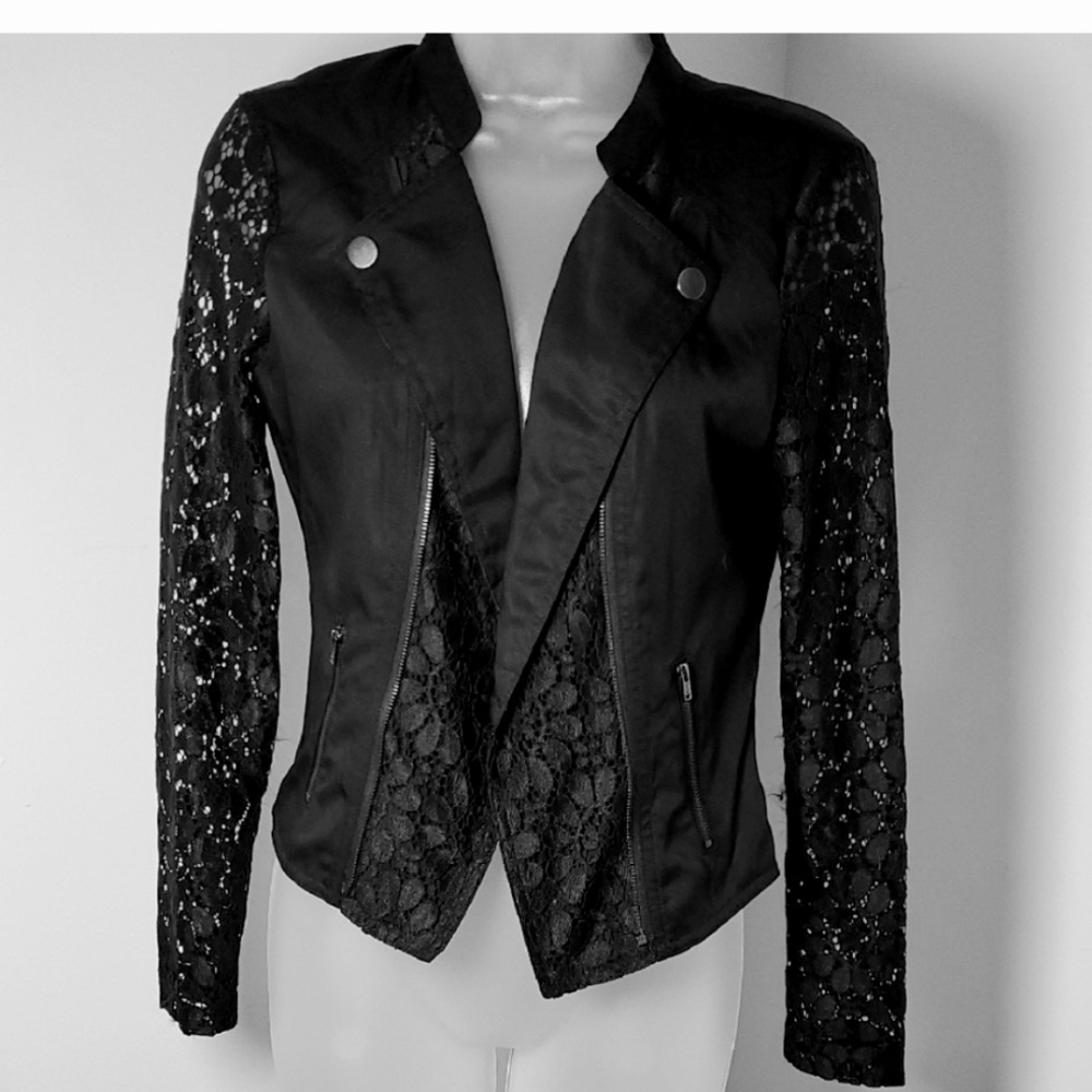 Candie's Black Blazer with Lace Sleeves